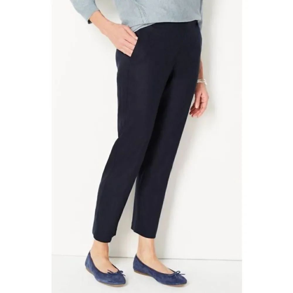 ✨J.JILL LINEN-STRETCH PULL-ON PANTS IN NAVY BLUE✨